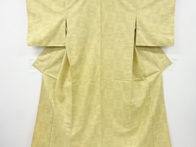 JAPANESE KIMONO / ANTIQUE KIMONO / SILK / TSUMUGI / WOVEN GRID